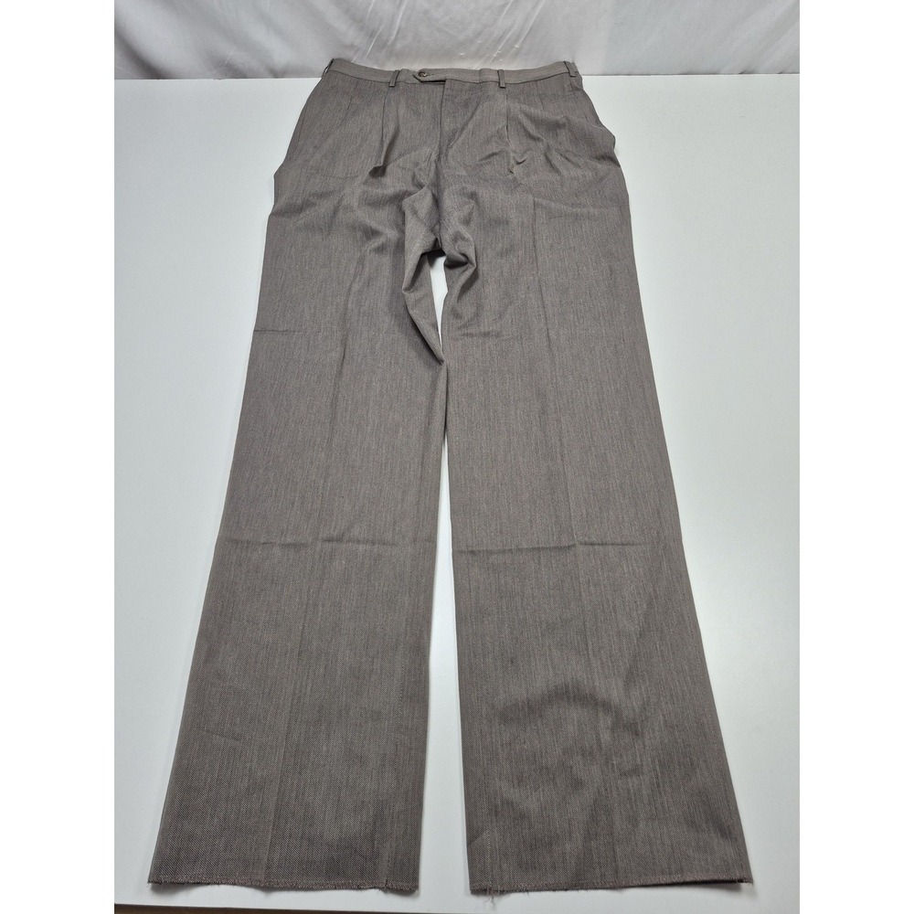 VTG Majer Dress Pants Mens 36x36 Gray Cotton Pleated Straight Unhemmed Business